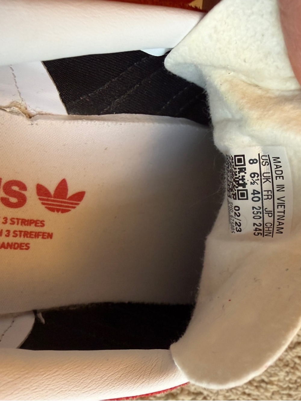 Adidas Gazelle Bold Red Suede Sneakers with White Stripes - Picture 3 of 6